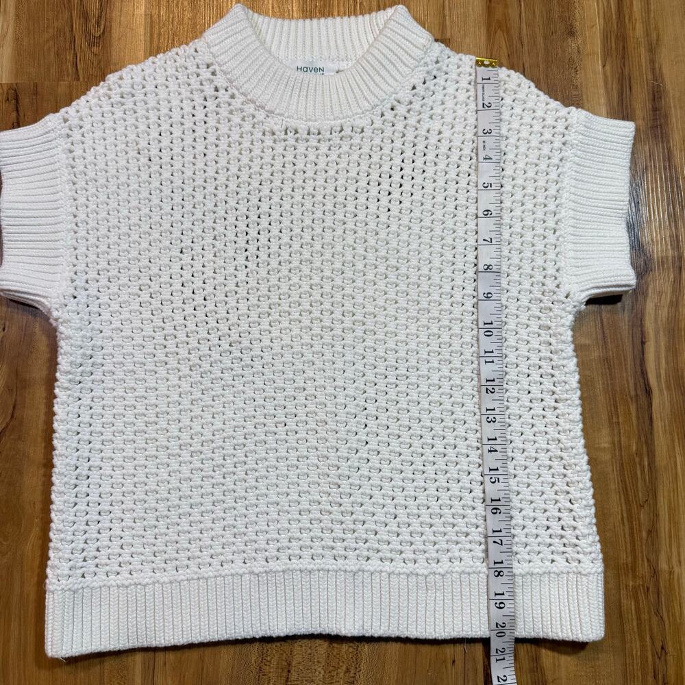 Haven Well Within Blocky Chunky Knit Short Sleeve Organic Cotton Sweater XS - Picture 3 of 7
